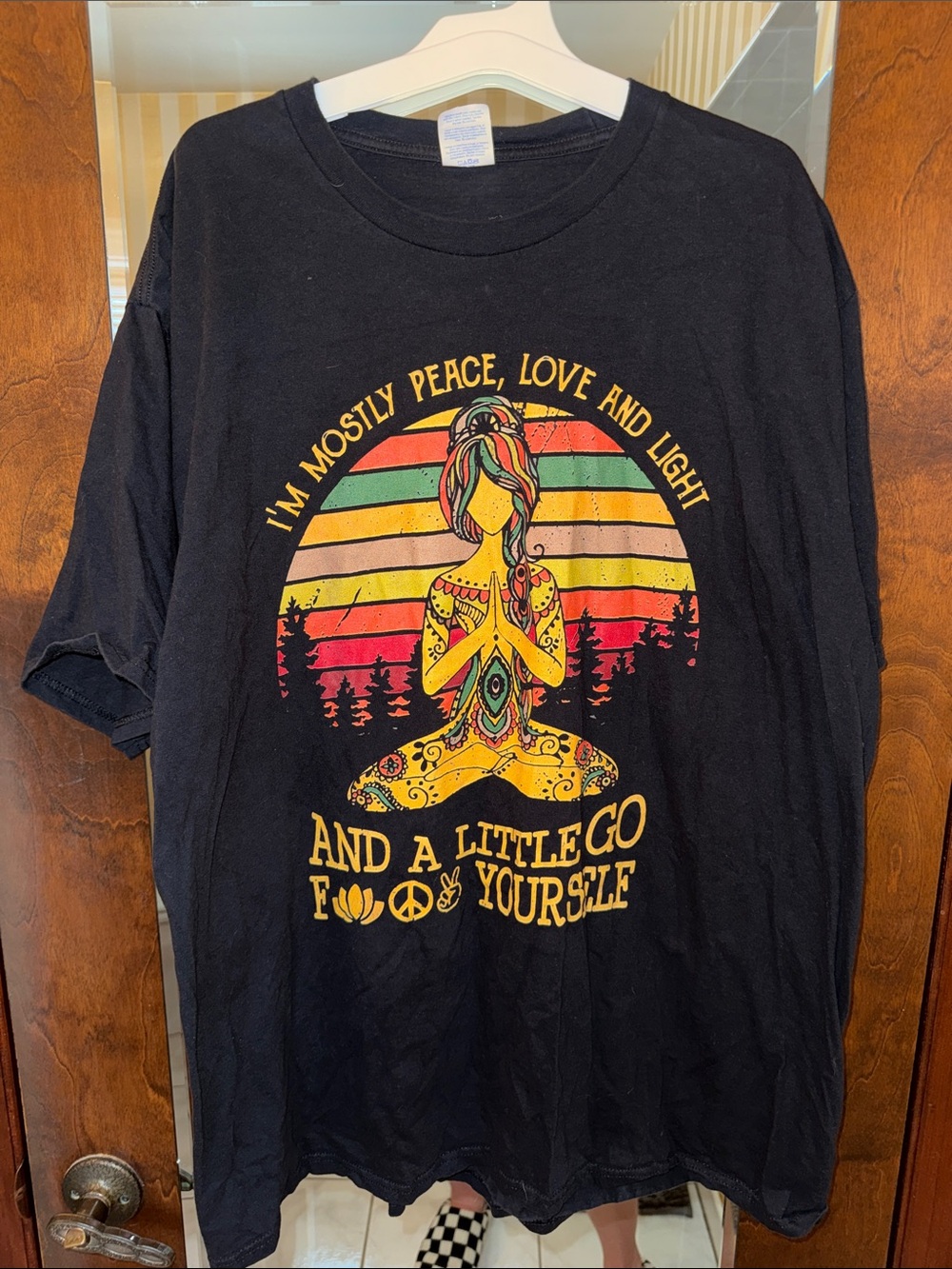 Black 'Peace, Love and Light' Graphic Print